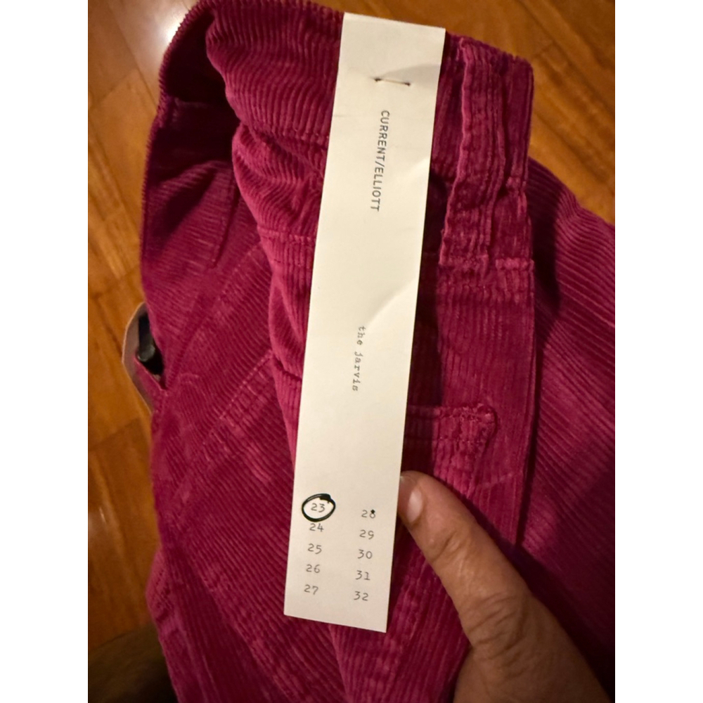 Women's Current/Elliott Magenta Corduroy Flare Pants Size 23 - Picture 6 of 8